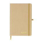 Taccuino A5 con copertina rigida in cartone riciclato, pagine a righe color oro prima vista