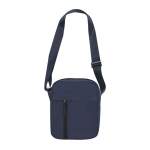 Borsa a tracolla in soft nylon con tasca frontale e chiusura con cerniera color blu mare prima vista