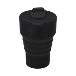 Bicchiere pieghevole in silicone con coperchio e beccuccio scorrevole 350 ml color nero prima vista