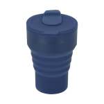 Bicchiere pieghevole in silicone con coperchio e beccuccio scorrevole 350 ml color blu mare prima vista
