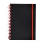 Quaderno ad anelli A5 con chiusura elastica a colori, pagine a righe color rosso prima vista