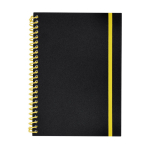 Quaderno ad anelli A5 con chiusura elastica a colori, pagine a righe color giallo prima vista