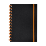 Quaderno ad anelli A5 con chiusura elastica a colori, pagine a righe color arancione prima vista