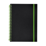 Quaderno ad anelli A5 con chiusura elastica a colori, pagine a righe color verde chiaro  prima vista