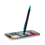 Penna in alluminio riciclato con gommino, pulsante e inchiostro blu quarta vista