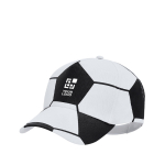 Cappellino sportivo in cotone a 5 pannelli con design a pallone da calcio vista area di stampa