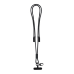 Lanyard porta smartphone in poliestere RPET con cavo di ricarica integrato color nero prima vista