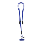 Lanyard porta smartphone in poliestere RPET con cavo di ricarica integrato color blu prima vista