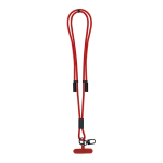 Lanyard porta smartphone in poliestere RPET con cavo di ricarica integrato color rosso prima vista