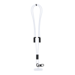 Lanyard porta smartphone in poliestere RPET con cavo di ricarica integrato color bianco prima vista