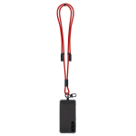 Lanyard porta smartphone in poliestere RPET con cavo di ricarica integrato seconda vista