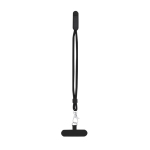 Braccialetto porta-telefono regolabile con moschettone in metallo e supporto color nero prima vista