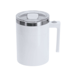 Tazza miscelatrice in acciaio inox con coperchio scorrevole 400 ml color bianco prima vista