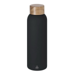 Bottiglia in acciaio inox con finitura gommata e tappo in bambù 700 ml color nero prima vista