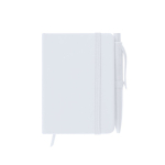 Blocco note A7 con copertina sintetica e penna abbinata color bianco prima vista