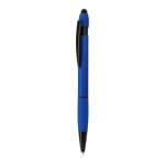 Penna con gommino in alluminio riciclato e finitura gommata, inchiostro blu color blu prima vista