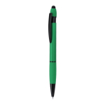Penna con gommino in alluminio riciclato e finitura gommata, inchiostro blu color verde prima vista