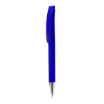 Penna a scatto con fusto e clip in gomma, inchiostro blu color blu prima vista