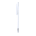 Penna a scatto con fusto e clip in gomma, inchiostro blu color bianco prima vista