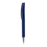 Penna a scatto con fusto e clip in gomma, inchiostro blu color blu mare prima vista