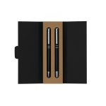 Set elegante di penna a sfera e roller in alluminio riciclato, inchiostro blu color nero prima vista