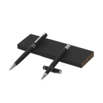 Set elegante di penna a sfera e roller in alluminio riciclato, inchiostro blu seconda vista