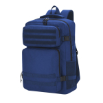 Zaino in poliestere per laptop con più tasche 17” color blu prima vista
