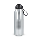 Bottiglia antigoccia in acciaio riciclato a righe verticali 500ml color argento brillante