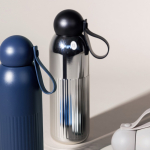 Bottiglia antigoccia in acciaio riciclato a righe verticali 500ml color argento brillante settima vista