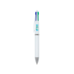 Penna a sfera 4 colori con inchiostro multiplo nero blu rosso e verde vista area di stampa