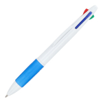 Penna classica a 4 colori di inchiostro con impugnatura antiscivolo color bianco/blu