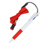 Penna con impugnatura e cordino portachiavi con inchiostro blu, nero e rosso color rosso