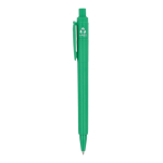 Penna a sfera in plastica riciclata prodotta in Italia con inchiostro blu color verde