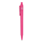 Penna a sfera in plastica riciclata prodotta in Italia con inchiostro blu color rosa