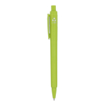 Penna a sfera in plastica riciclata prodotta in Italia con inchiostro blu color lime