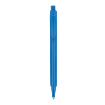 Penna a sfera in plastica riciclata prodotta in Italia con inchiostro blu color azzurro seconda vista