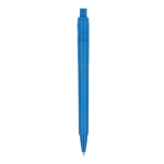 Penna a sfera in plastica riciclata prodotta in Italia con inchiostro blu color azzurro quarta vista