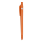 Penna a sfera in plastica riciclata prodotta in Italia con inchiostro blu color arancione scuro