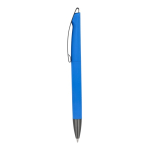 Penna a scatto in plastica con finitura soft touch e inchiostro blu color blu