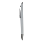 Penna a scatto in plastica con finitura soft touch e inchiostro blu color grigio chiaro