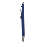 Penna a scatto in plastica con finitura soft touch e inchiostro blu color blu scuro