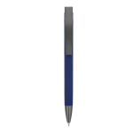 Penna a scatto in plastica con finitura soft touch e inchiostro blu color blu scuro seconda vista