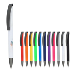 Penna a scatto in plastica con finitura soft touch e inchiostro blu