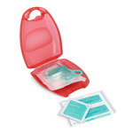 Kit di pronto soccorso compatto da 10 pezzi in custodia di plastica color rosso seconda vista