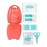 Kit di pronto soccorso compatto da 10 pezzi in custodia di plastica color rosso quarta vista