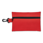 Kit di pronto soccorso in borsa di poliestere da 14 pezzi color rosso terza vista