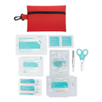 Kit di pronto soccorso in borsa di poliestere da 14 pezzi color rosso quarta vista