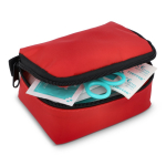 Kit di pronto soccorso con velcro conforme alla normativa europea color rosso