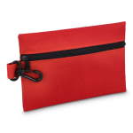 Kit di primo soccorso compatto con moschettone in poliestere color rosso seconda vista