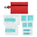 Kit di primo soccorso compatto con moschettone in poliestere color rosso quarta vista